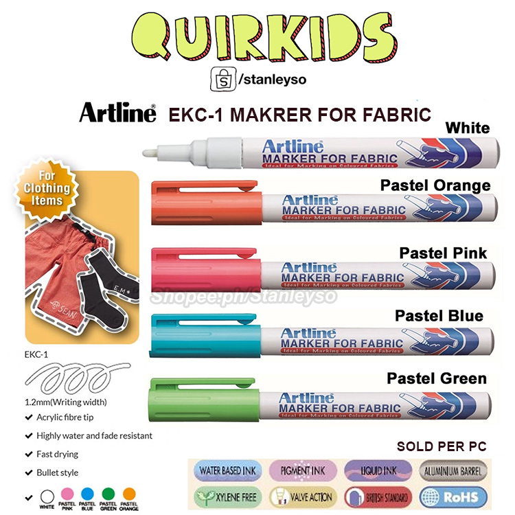 Artline EKC1 Fabric Marker For Laundry White Pastel Shopee Philippines