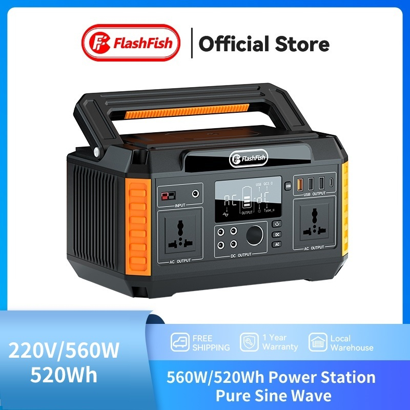 FlashFish 220V 560W Power Station Portable Solar Generator for Home