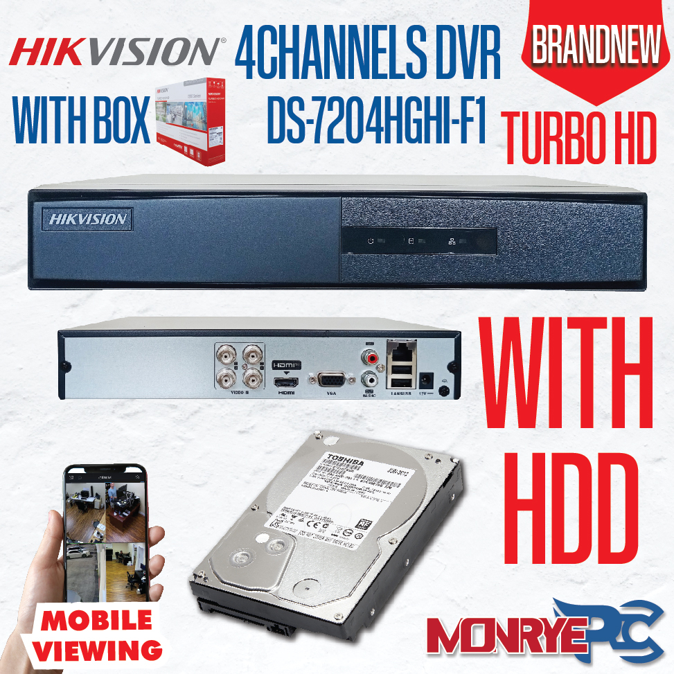 DVR - 4 Channel - HIKVISION -DS 7204HGHI-F1 -WITH HDD-Brand New For ...