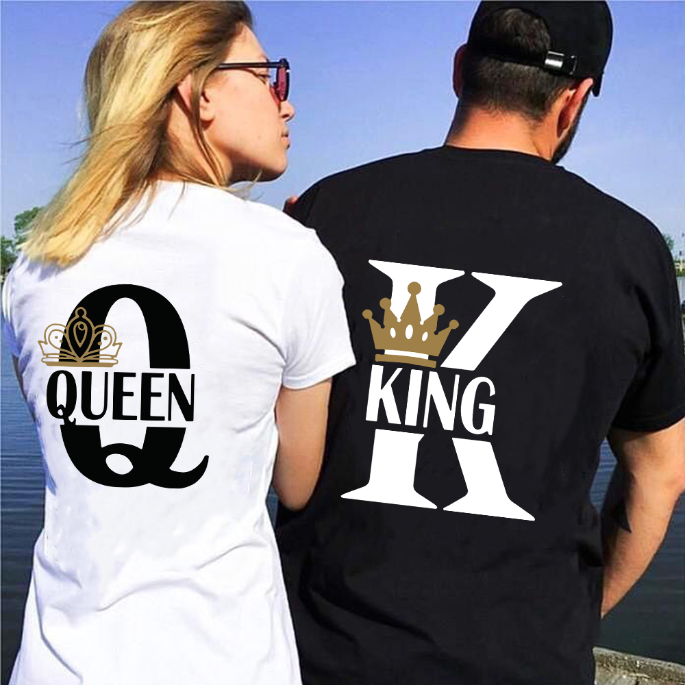 King Queen T Shirt Couple Shirt Front And Back Printing Shirt Lovers