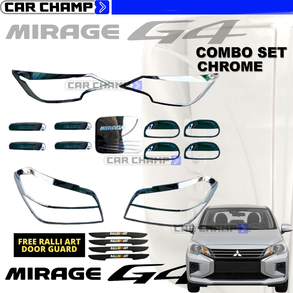 Mitsubishi Mirage G4 2021 to 2024 Garnish Combo set cover Chrome with