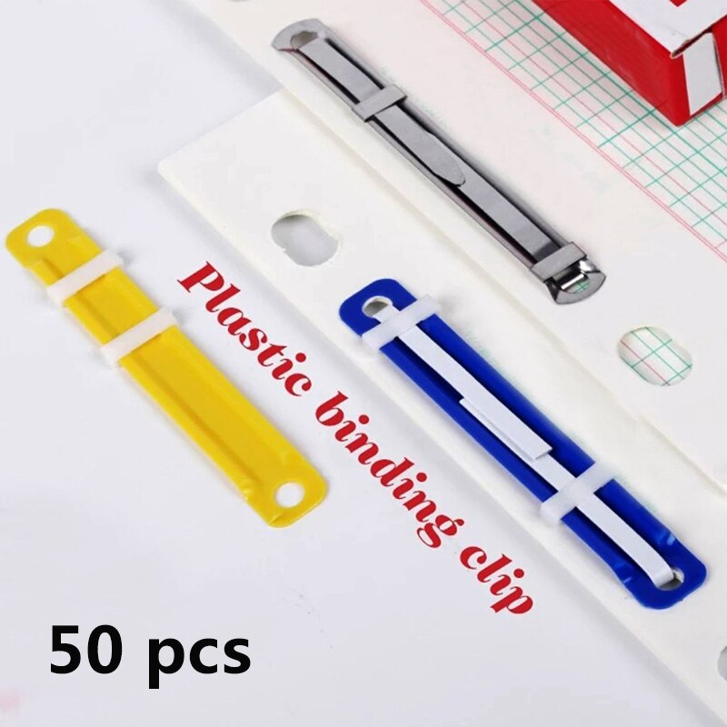 SONIC 50Pcs Document Files Fasteners Strip Plastic 2 Holes Binding Clip ...
