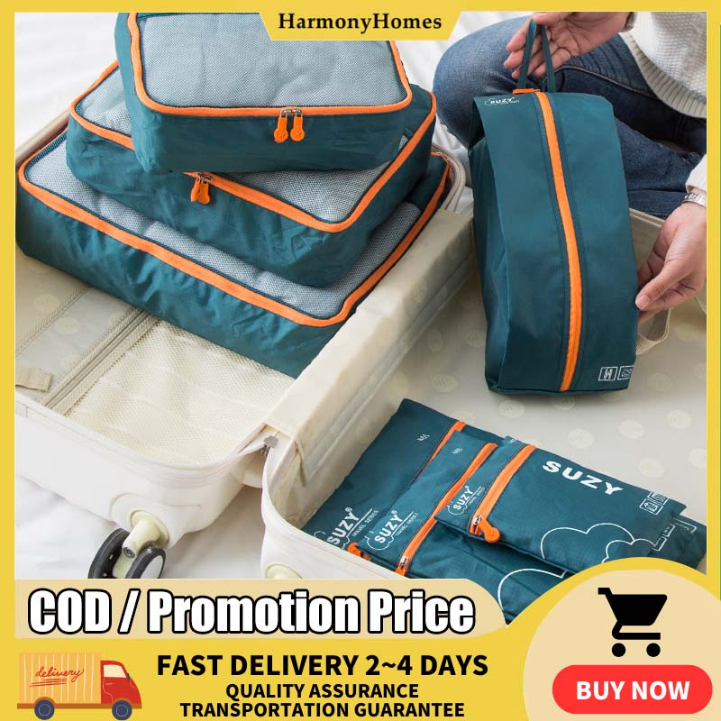 Travel Storage Bags Packing Cubes 7 Pcs Set Waterproof Set Organizer