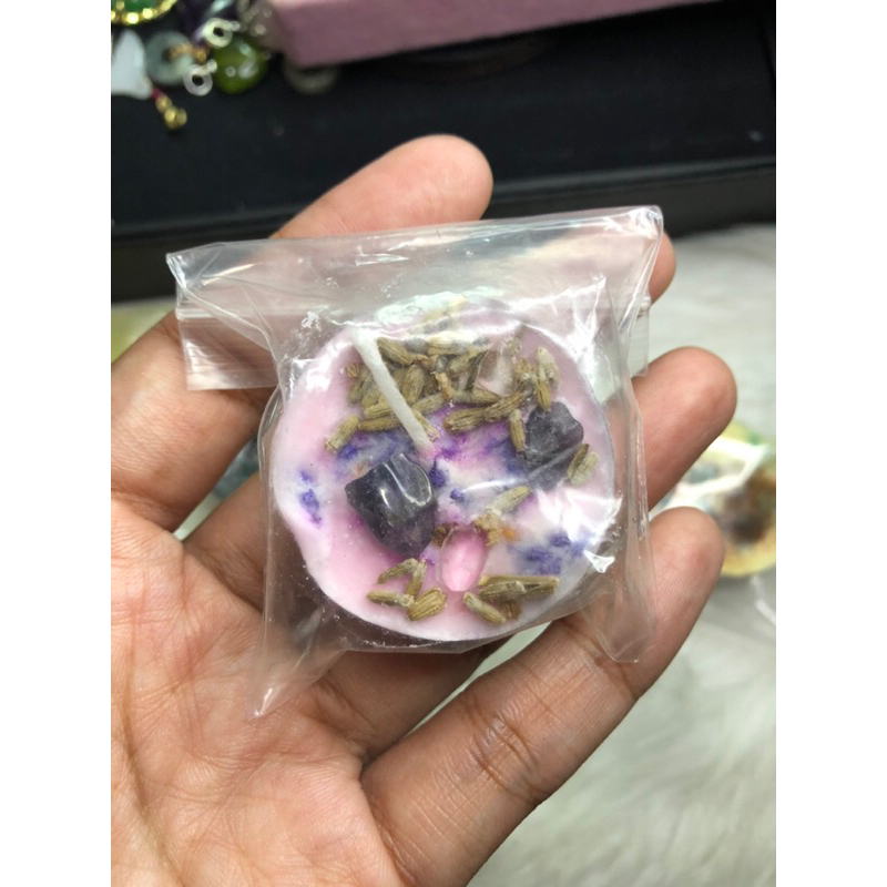 TEALIGHT CANDLES WITH CRYSTALS HERBS WEALTH-LOVE-CALM-HEALTH-PROTECTION ...