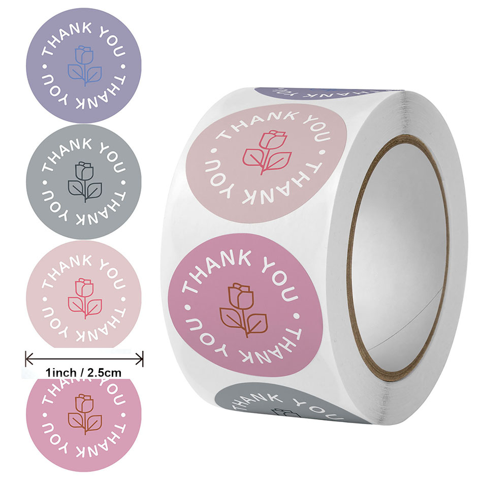 NEW 1Roll500 pcs Thank You tape Thankyou Flower Round Seal Sticker Tags ...