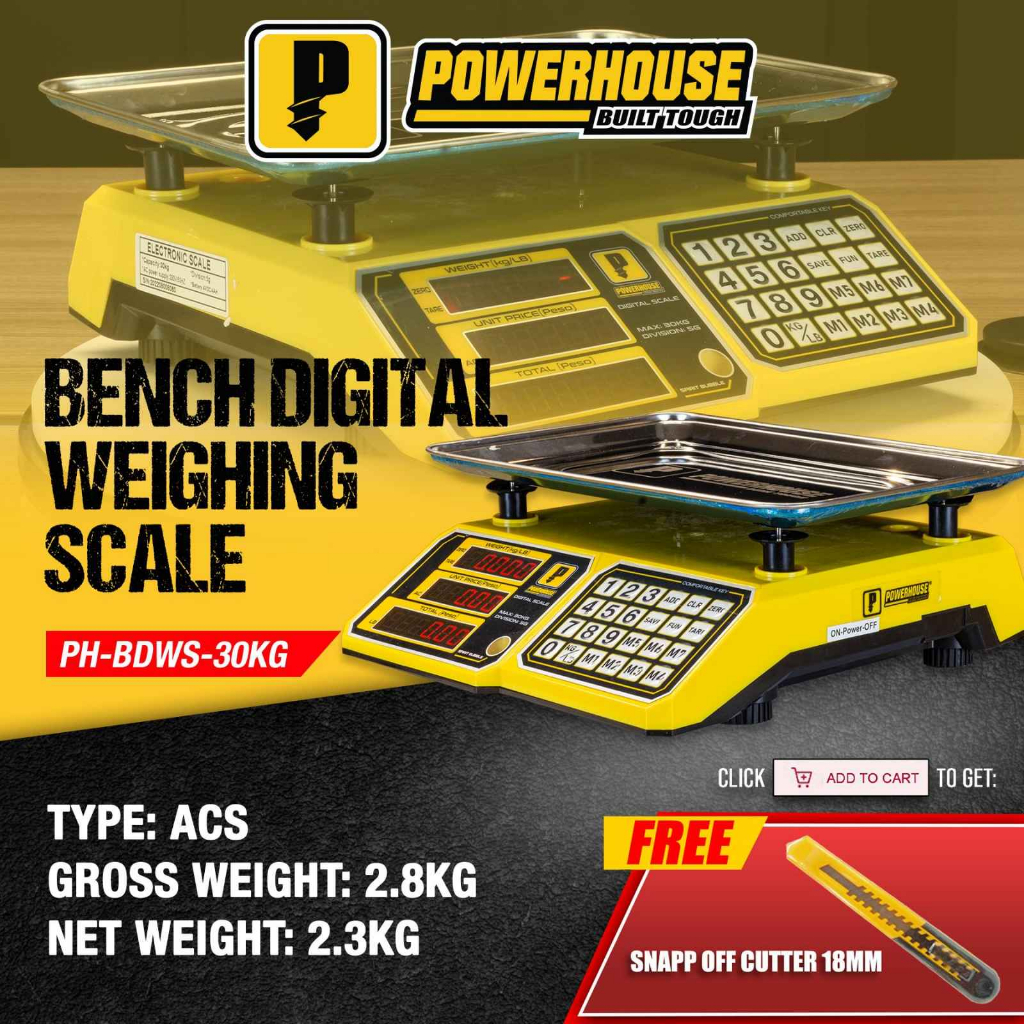 Powerhouse Rechargeable Table Bench Digital Weigh Weighing Scale