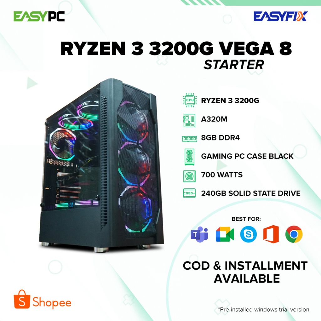 EasyPC Easy Build RYZEN 3 3200G A320 8GB 240GB Desktop