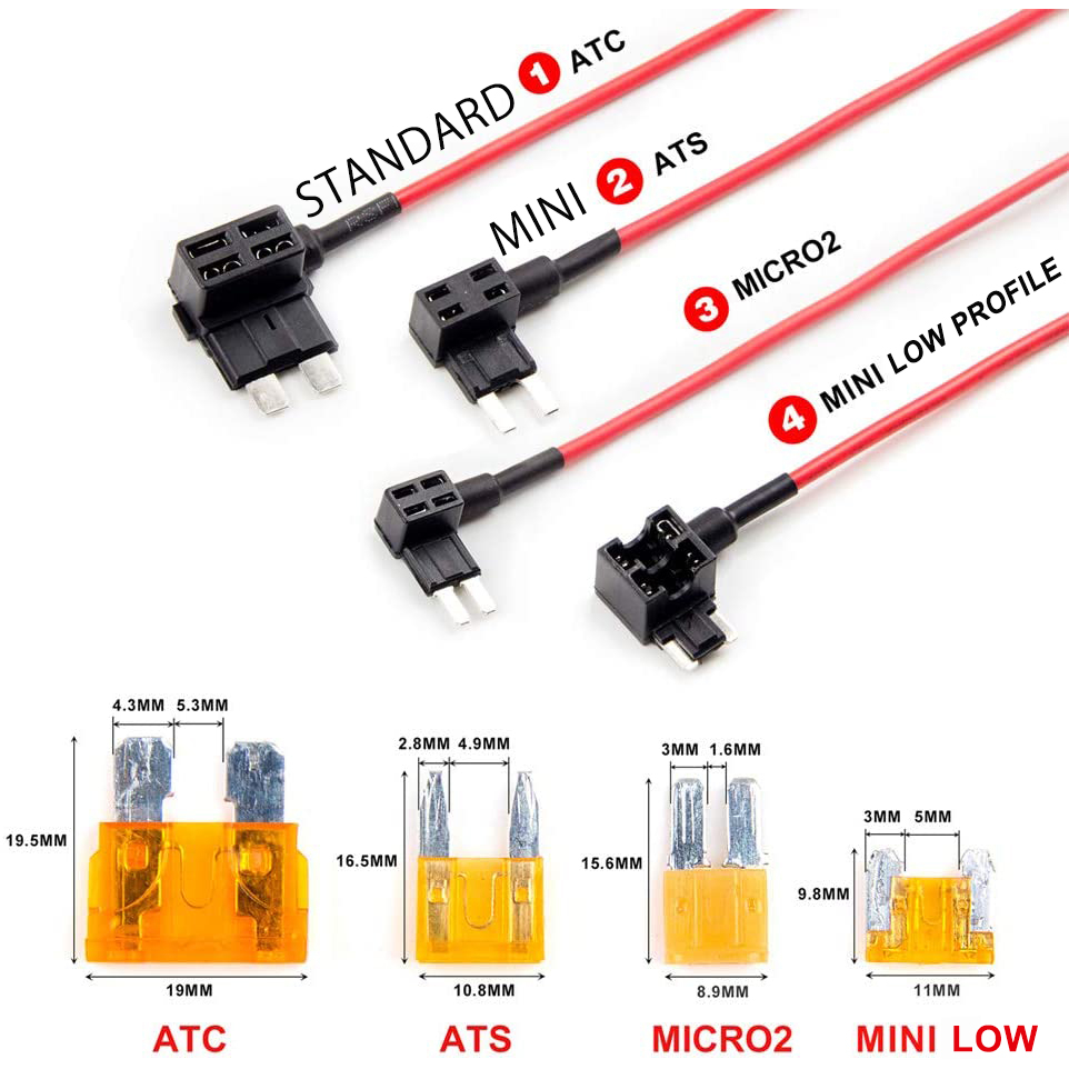 2 X Micro2 Add-A-Circuit – Portafusibili Piggyback – Per Fusibili A Lama Micro2 – 12V 15A – Cavo 120mm