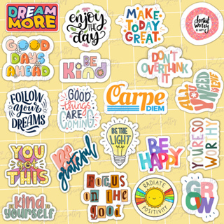 20 pcs. Motivational Quotes Waterproof Vinyl Stickers Glossy ...