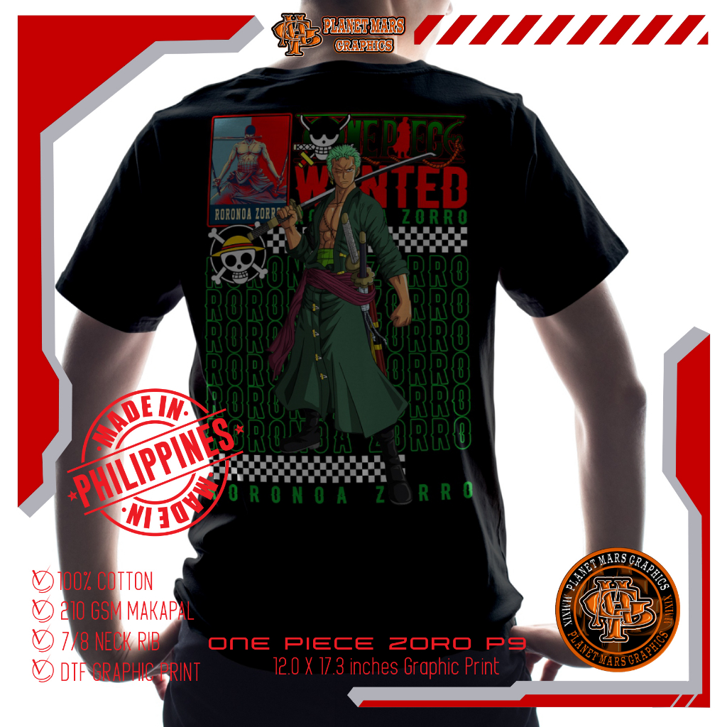 PLANET MARS GRAPHIC T-shirt Anime One Piece Zoro P9 Premium Cotton ...
