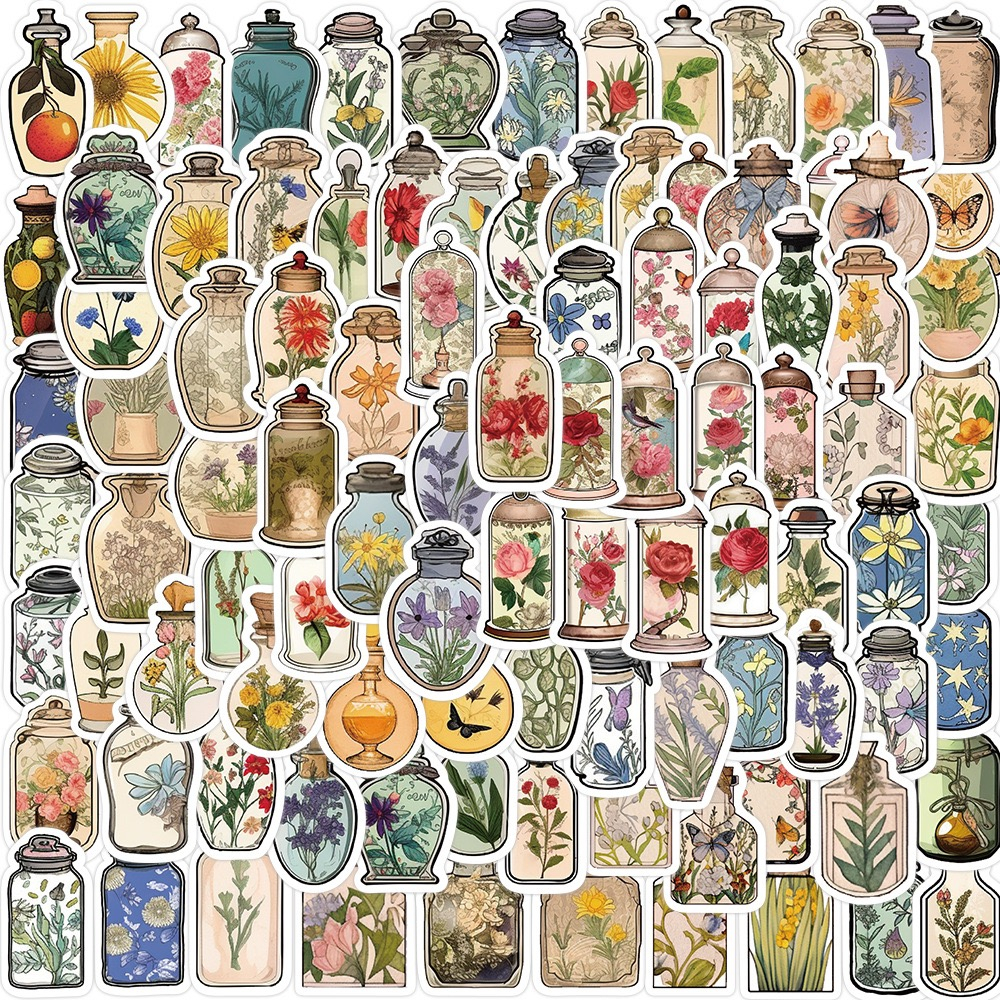 100Pcs vintage vase Series Stickers DIY Luggage Laptop notebook ...
