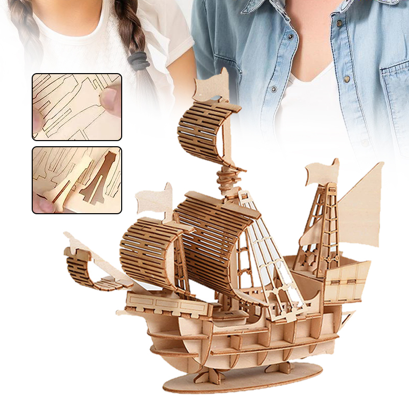 DIY Sailing Ship Model Kit 3D Wooden Puzzle Toy | Shopee Philippines