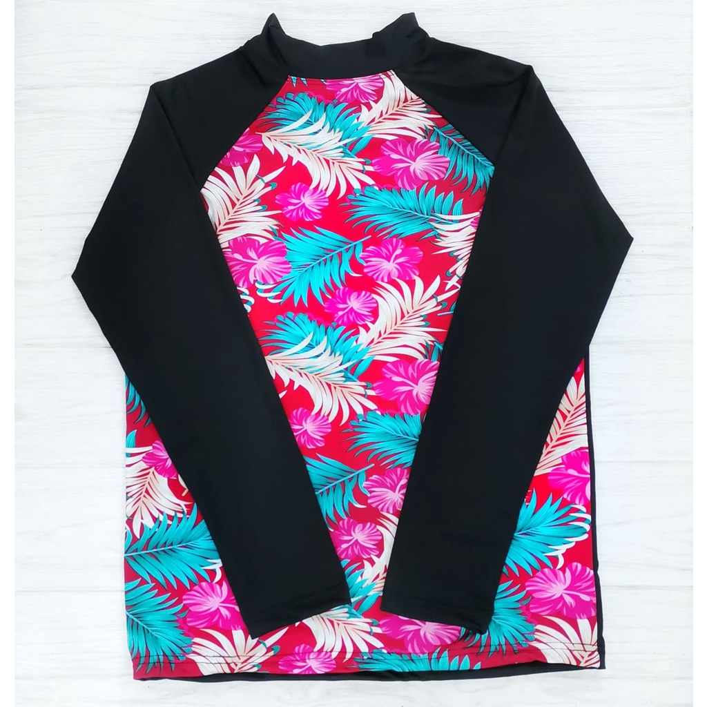 ADULT FLORAL HAWAIIAN RASH GUARD for WOMEN - Swimwear - Stretchable ...