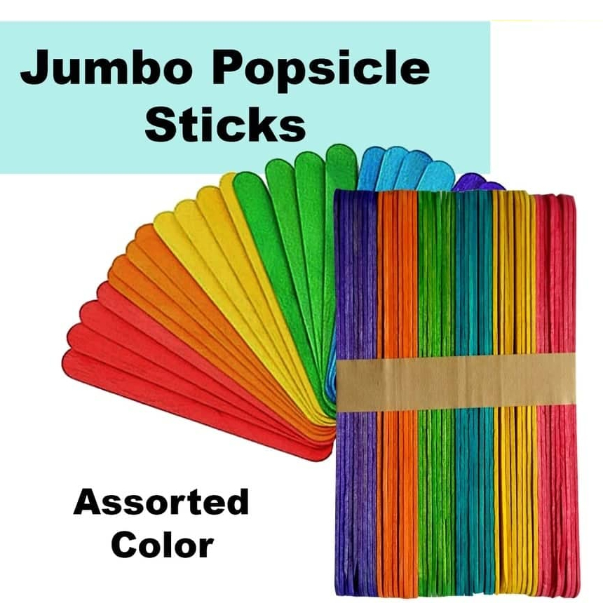 6 inches Jumbo Popsicle Sticks Big Size DIY Popsicles Art Crafts Wooden ...