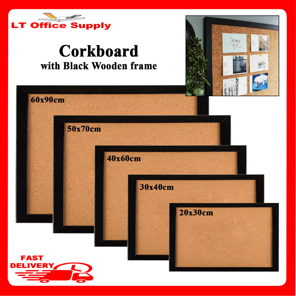 Cork board with black wooden frame bulletin board Shopee Philippines