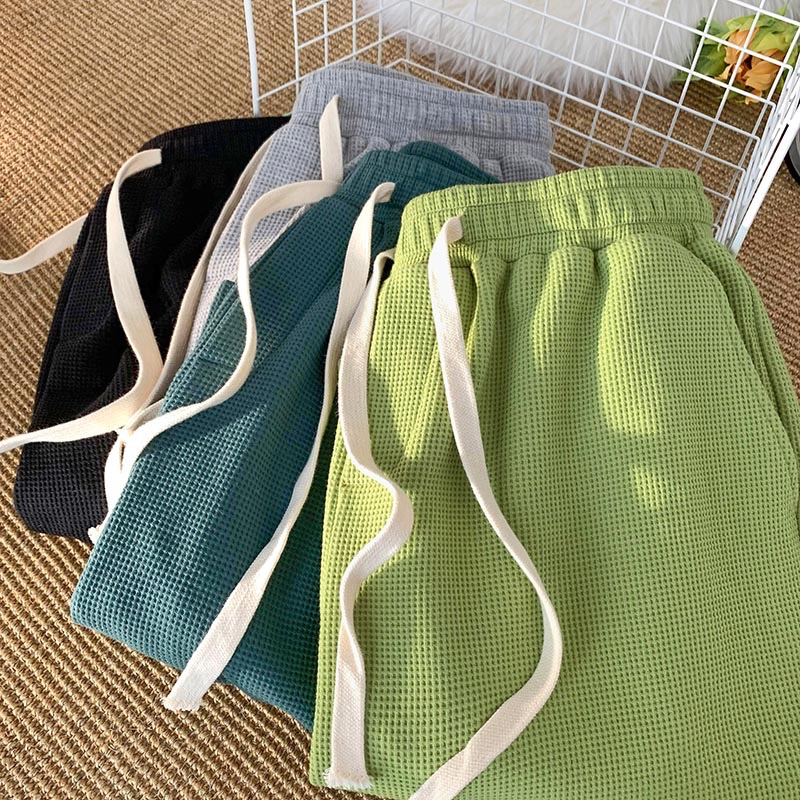 Men White Waffle Relax Fit Shorts