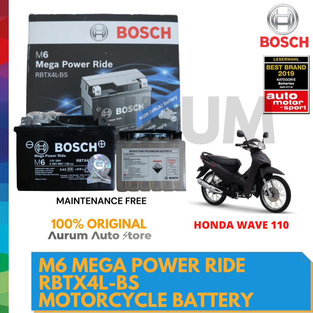 Bosch 4L battery for Honda Wave 110, bosch battery | Shopee Philippines