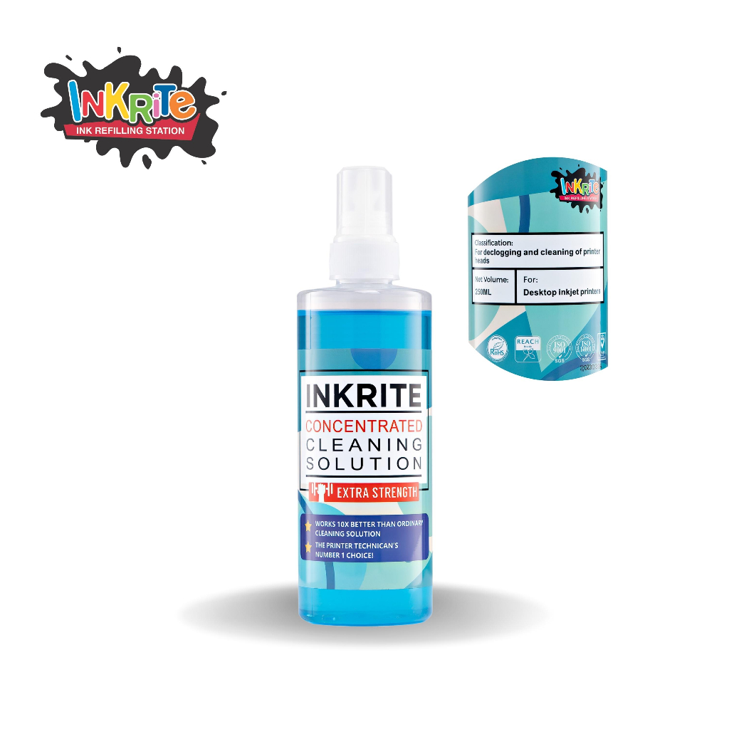 Inkrite Extra Strength Cleaning Solution for Inkjet Printers, 250 ml ...