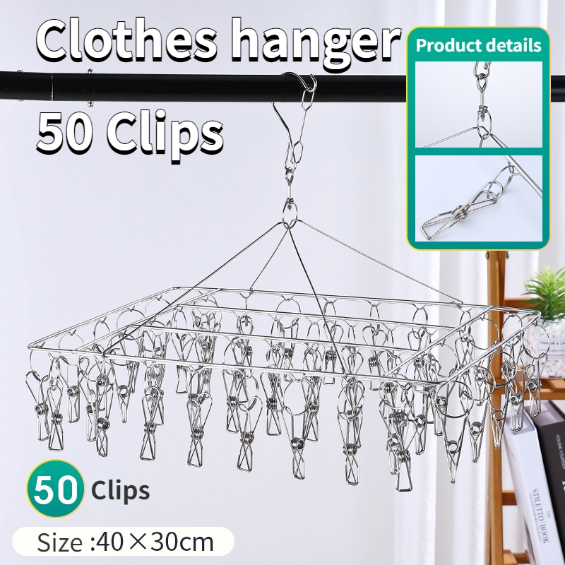 50/40/30 Clips Drying Racks Hanger Stainless Steel Clothes Hanger Clips