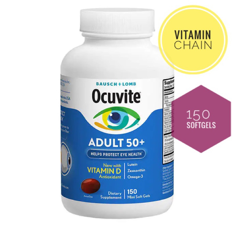 🇺🇸 Ocuvite Adult 50 Eye Vitamins And Mineral With Lutein Zeaxanthin And Omega 3 150 Softgels 6522