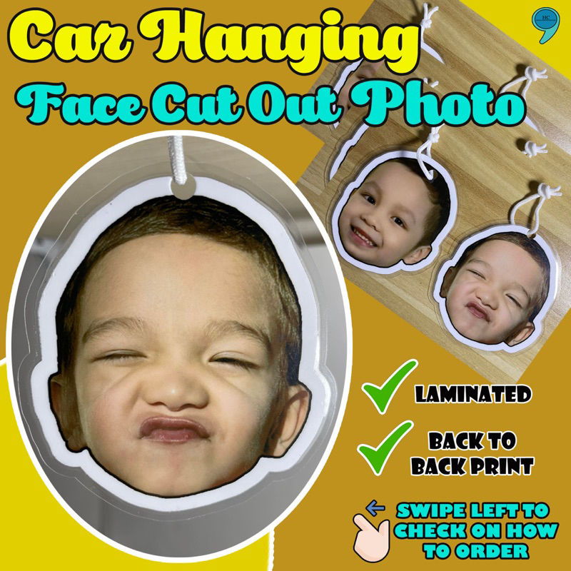 Car Hanging Face Cut Out Photo (Laminated & Back to Back Print ...