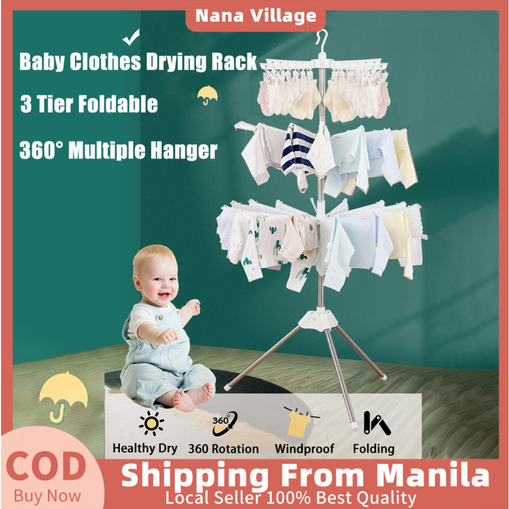 Newborn Baby Clothes Hanger Floor Mounted, 360 Degree Rotate Clothes
