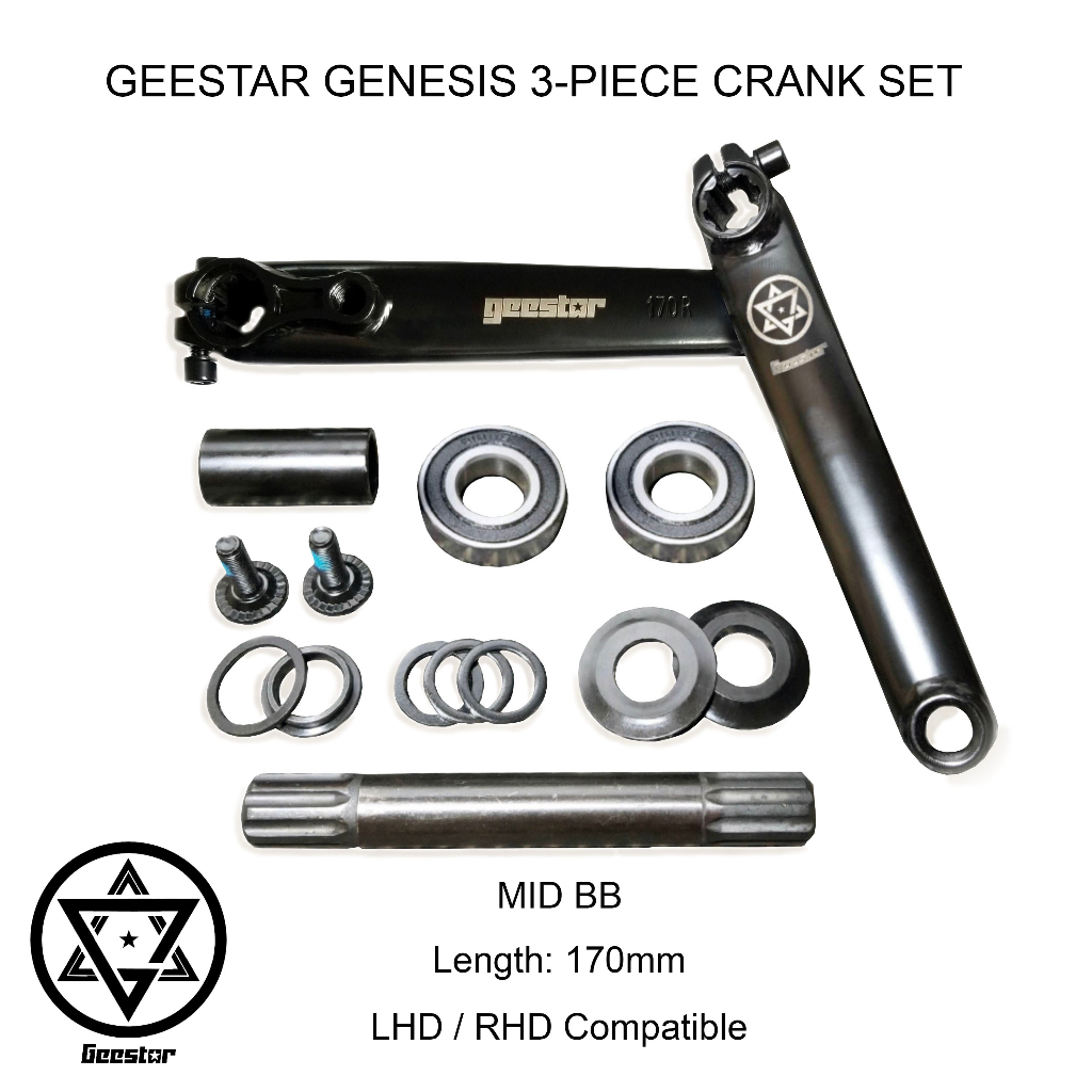 Geestar Genesis BMX DJ 3pc Crank Set American Mid Euro Spanish BB 1pc to 3 pc conversion kit 170 165 Shopee Philippines