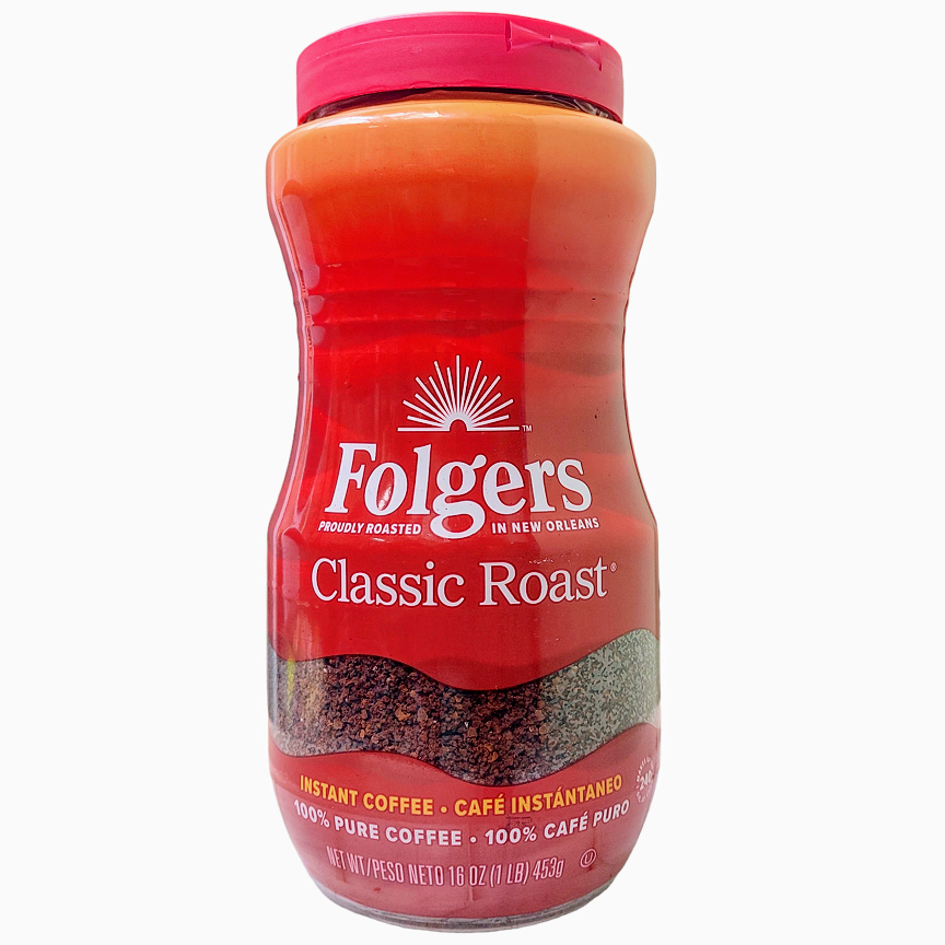 Folgers Classic Roast Instant Coffee 100 Pure Medium Roast (453g