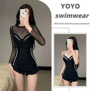 Black One Piece Conservative Korean Ins Style Women Sunscreen