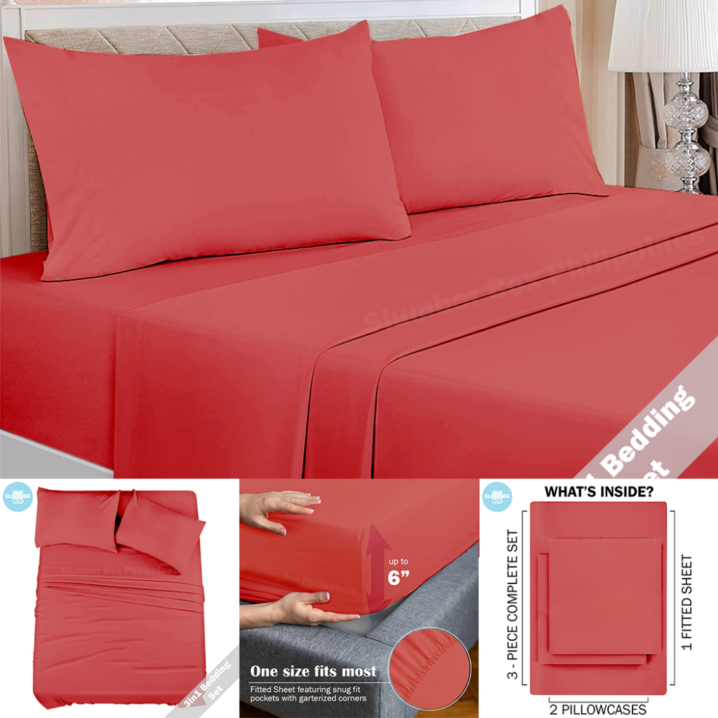 Slumber Box 3 In 1 Bed Sheet Set Bedsheets 1 Fitted Sheet 2 