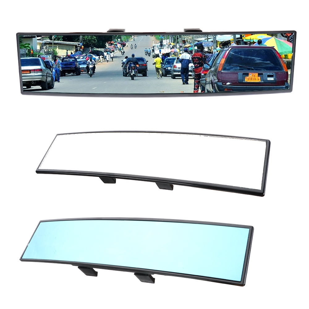 Car curved Rear View Mirror Angle Panoramic 300mm Large Vision blue