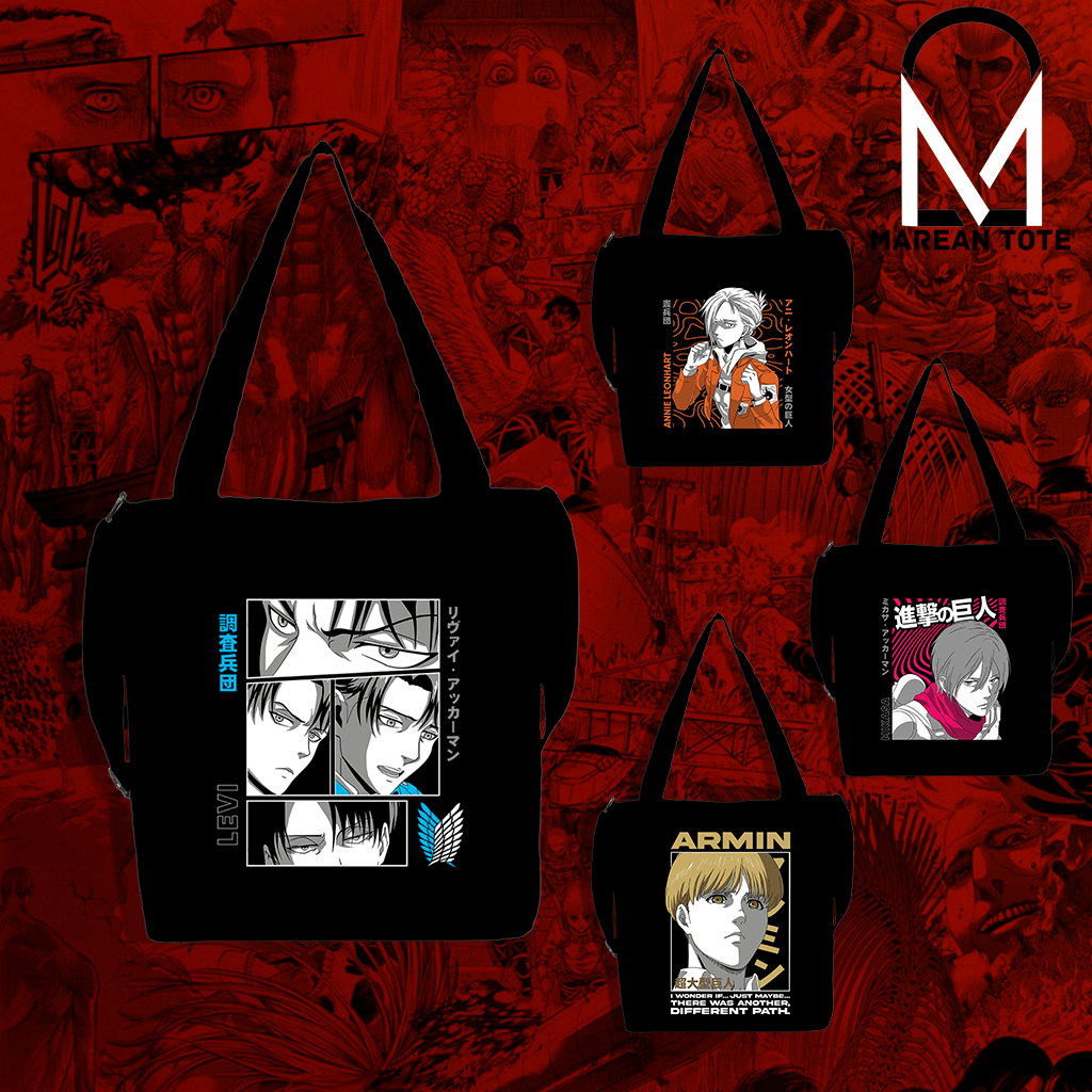MAREAN TOTE Attack On Titan Anime Black Tote Bags Sling Crossbody Bag ...