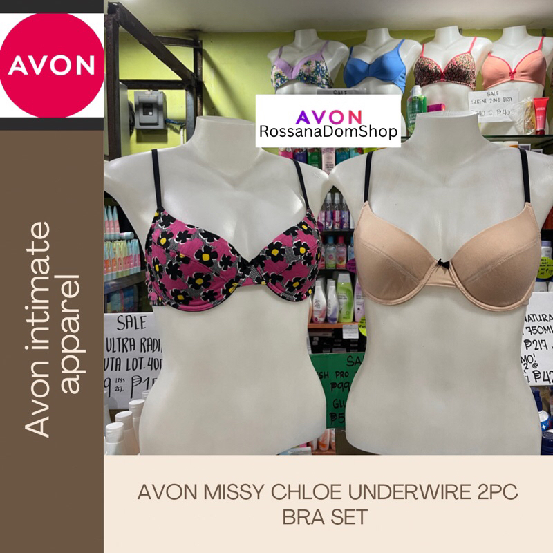 Avon Missy Chloe 2pc underwire bra set (1 plain & 1 printed)