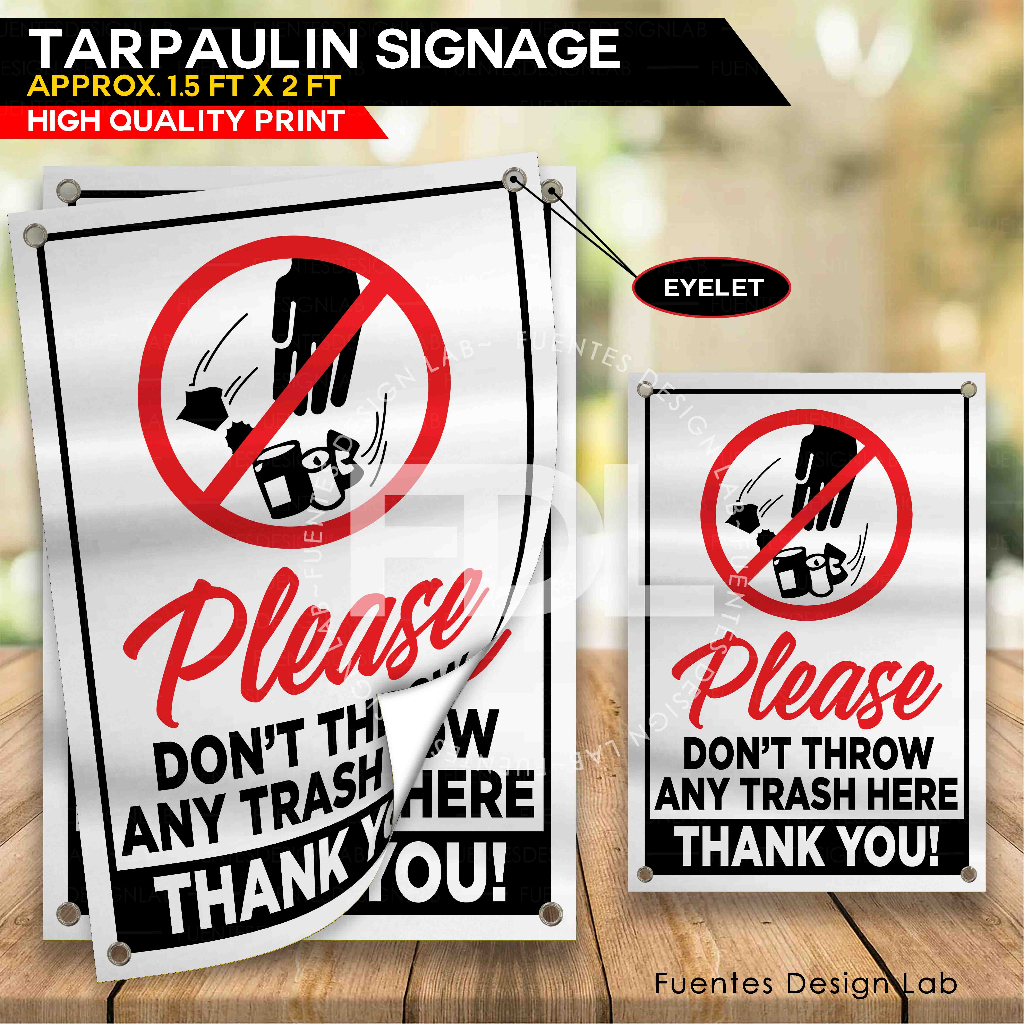 2pcs Don't THROW Trash Here Signage | Don't THROW Trash Here Tarpaulin ...