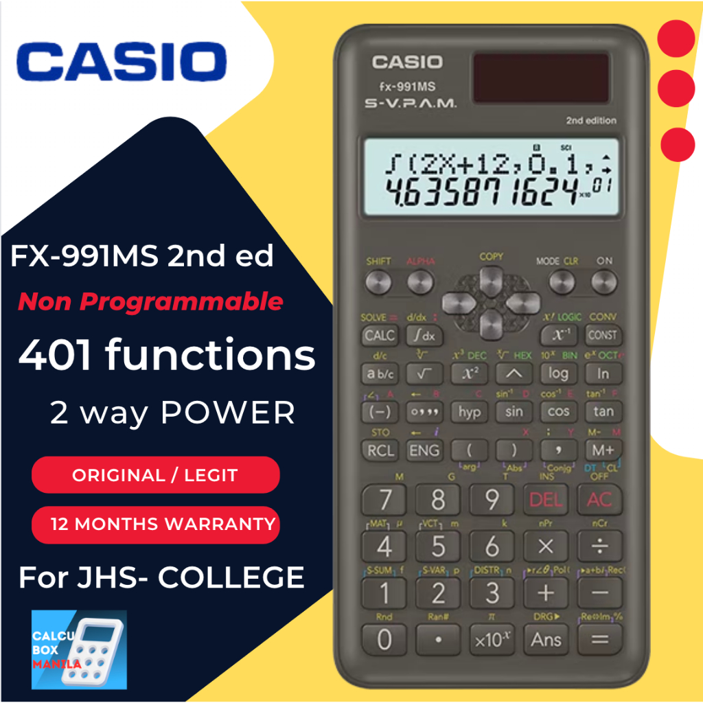 CASIO FX991MS 2ND EDITION SCIENTIFIC CALCULATOR ORIGINAL WITH 12 MONTHS