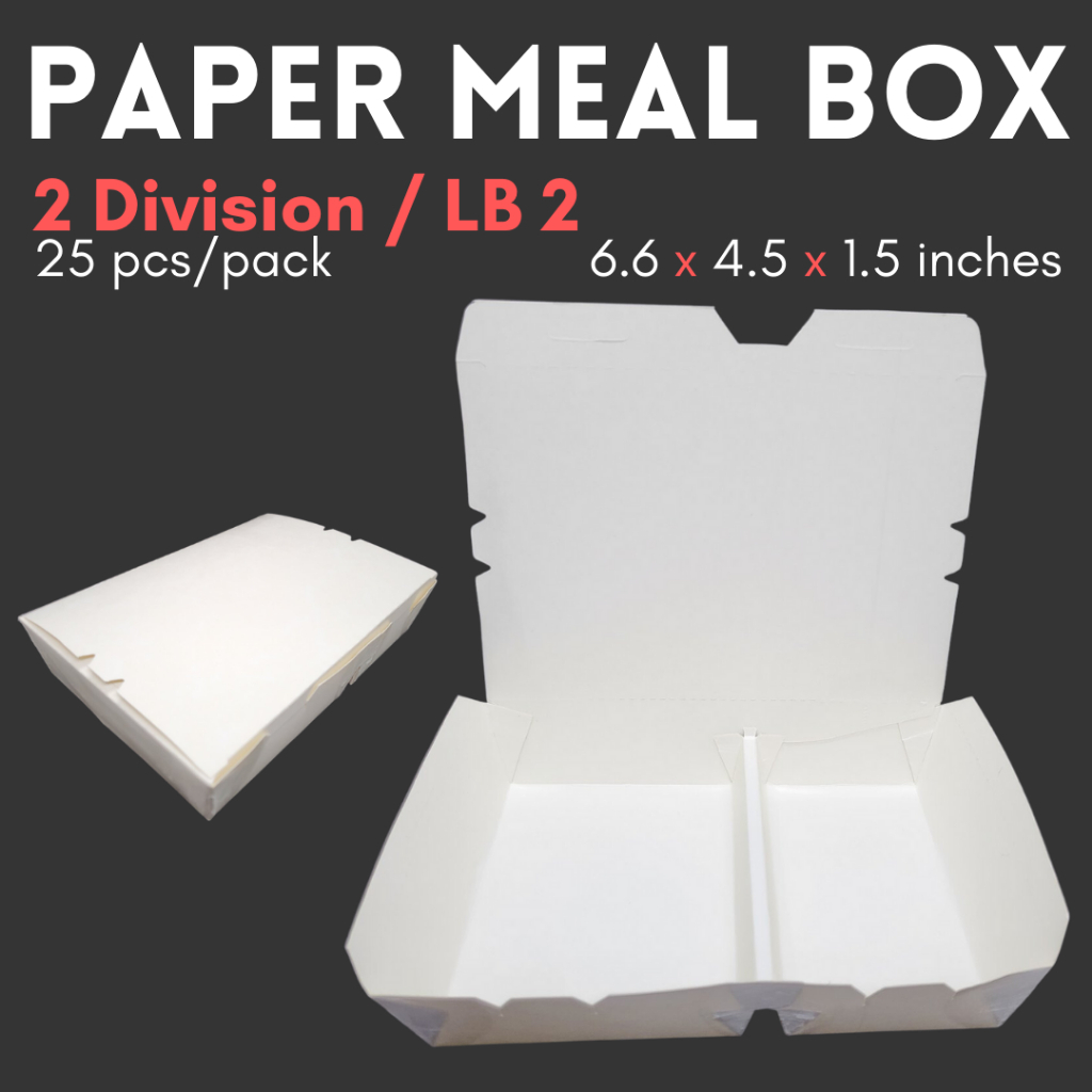 Lunch Box 2division LB2 Takeout Meal Box White 25pcs per pack | Shopee ...