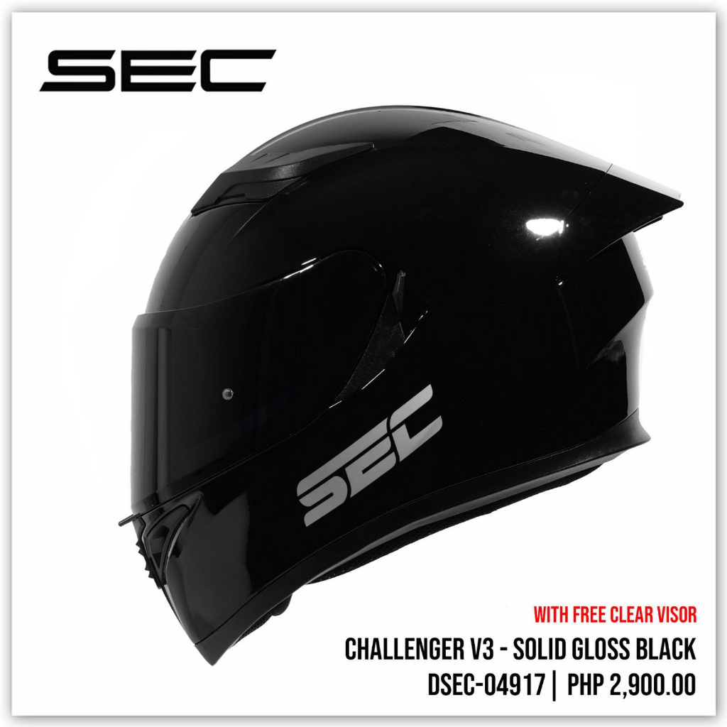 SEC challenger V3 full face FREE CLEAR LENS dual visor helmet | Shopee  Philippines