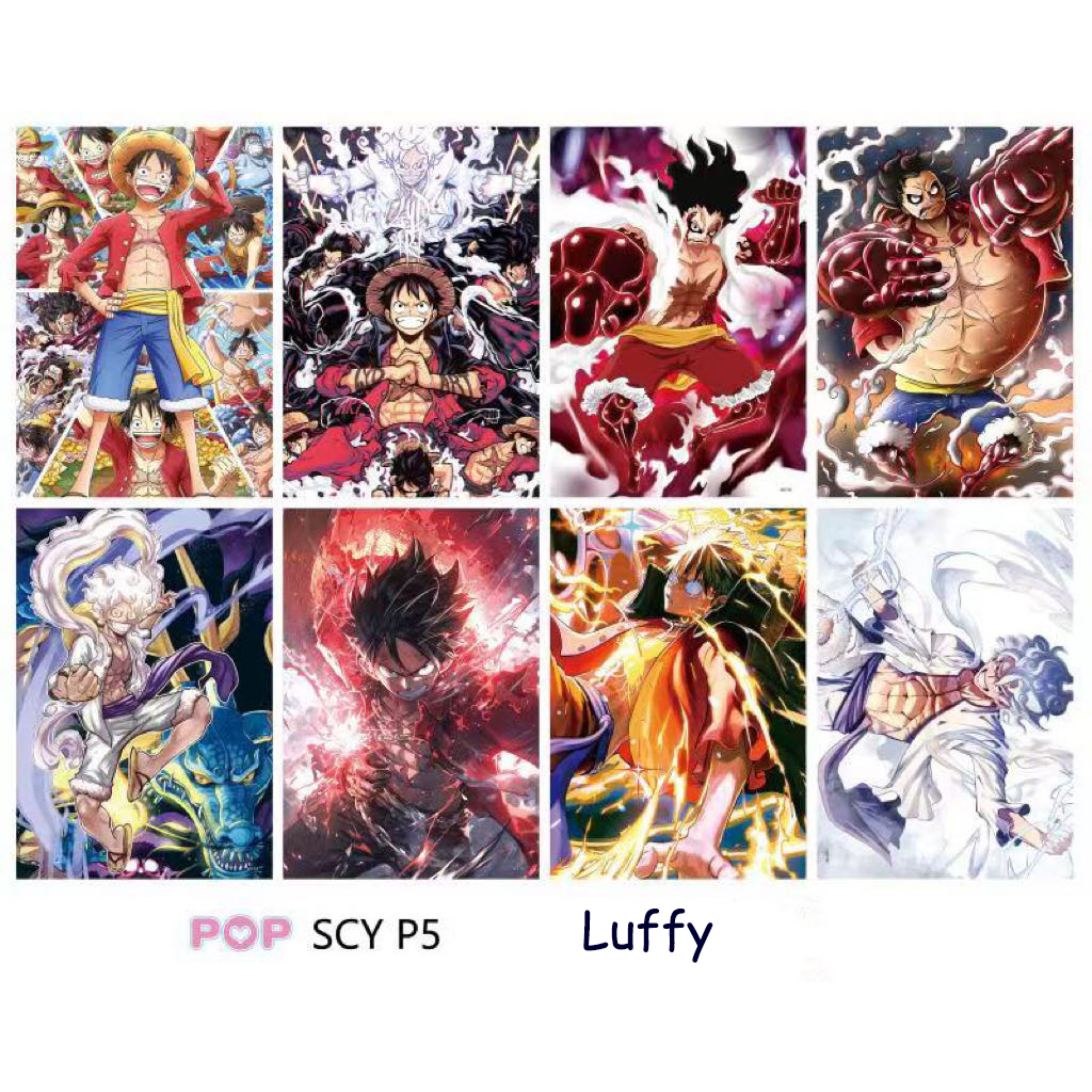 Anime One Piece Luffy Poster WallPaper A3 Size 1 set=8Pcs Shopee