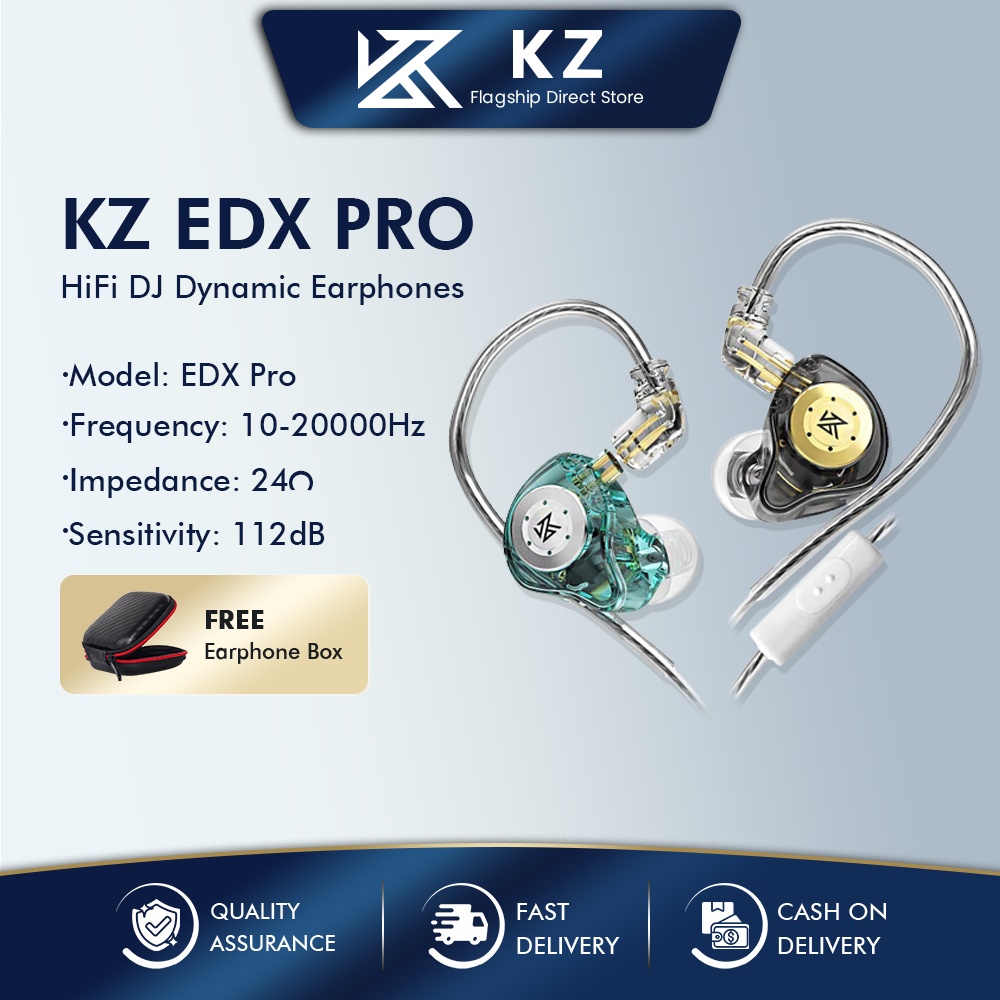 KZ EDX Pro Dynamic In Ear Earphone HIFI DJ with Microphone Gaming ...