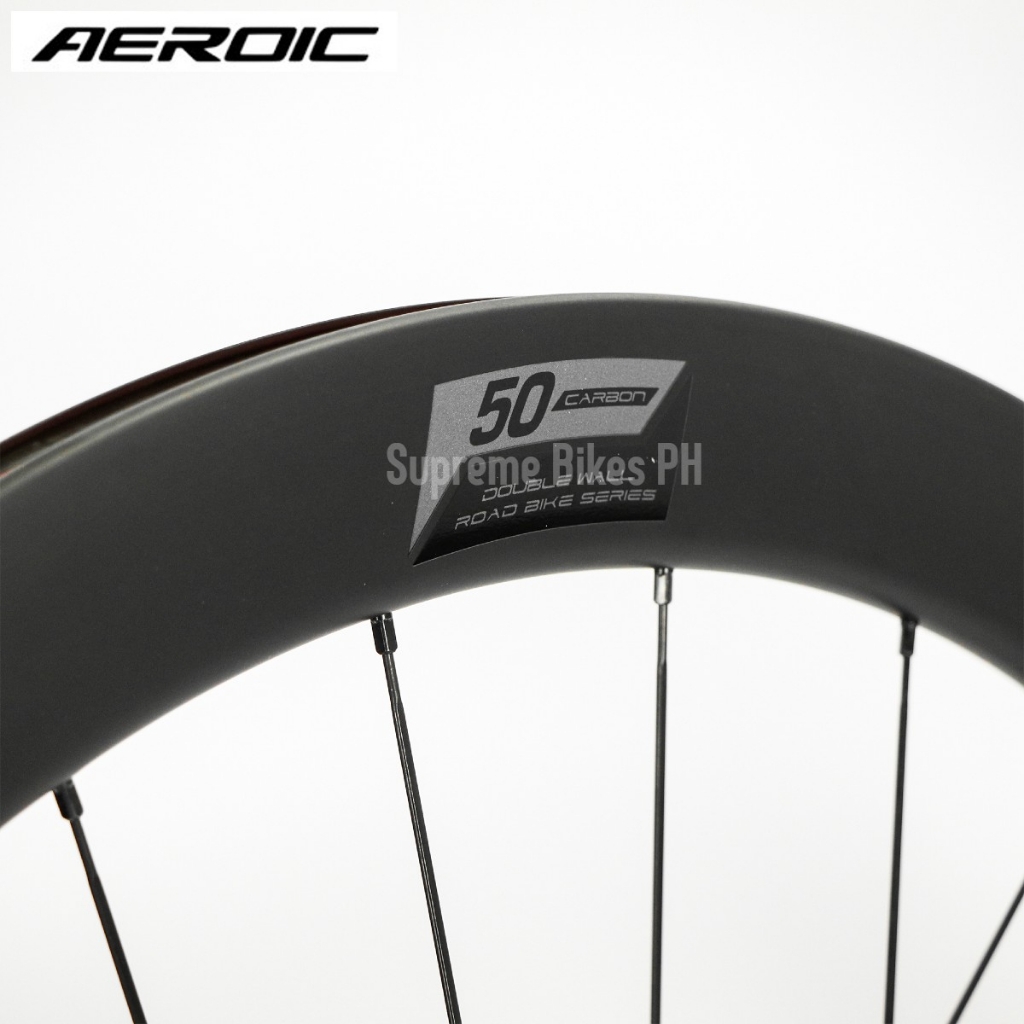 Aeroic Aero 50D Carbon Disc 700c Road Bike Wheelset HG Hub Pillar Spokes QR TA Shopee Philippines