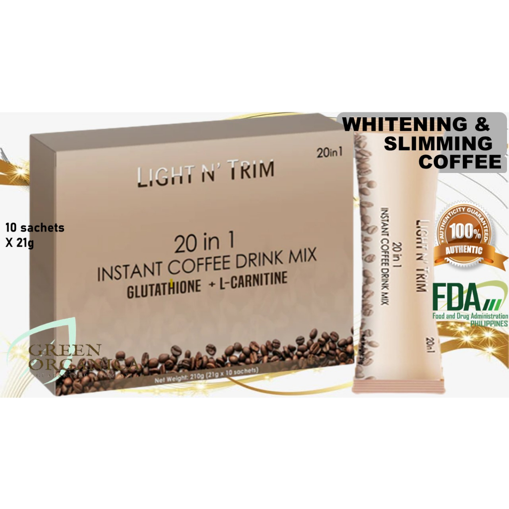 LIGHT N TRIM 20 in 1 Coffee Glutathione + L- Carnitine [10 Sachets x 21g ]  | Shopee Philippines