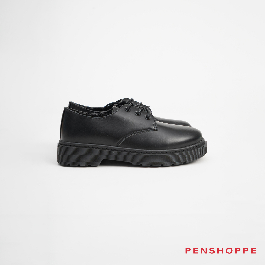 Penshoppe PU Leather Lace Up Oxfords Shoes For Women (Black/White ...