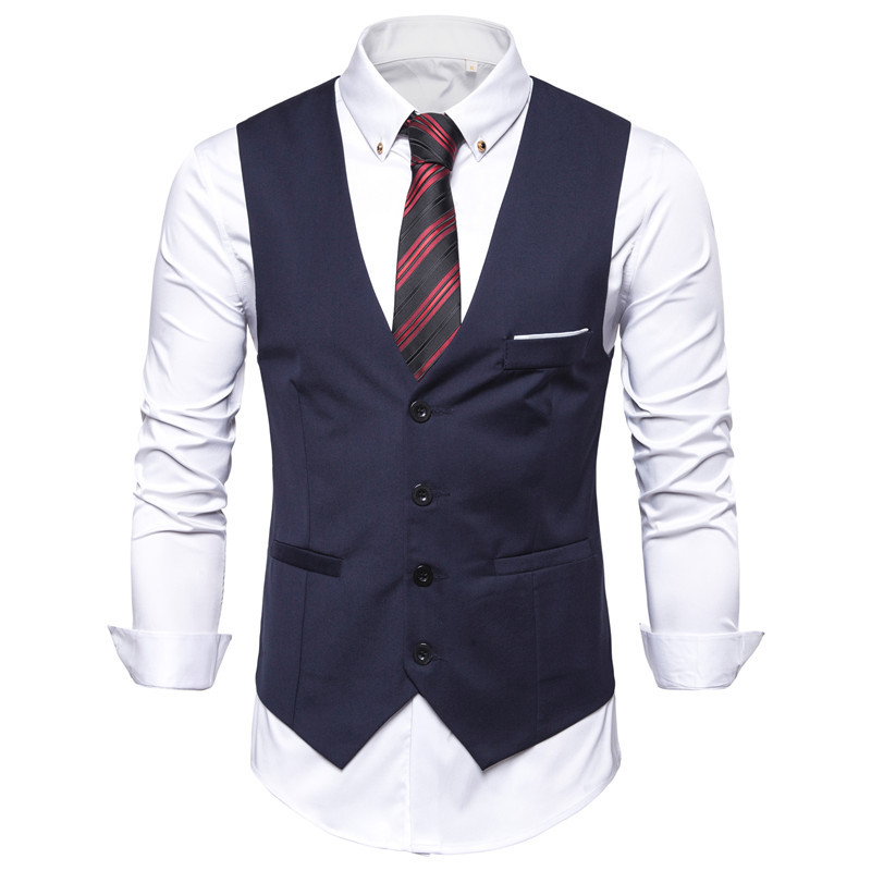 Formal Men Waistcoat Suit Vest for Men Single Breasted Business Semi ...