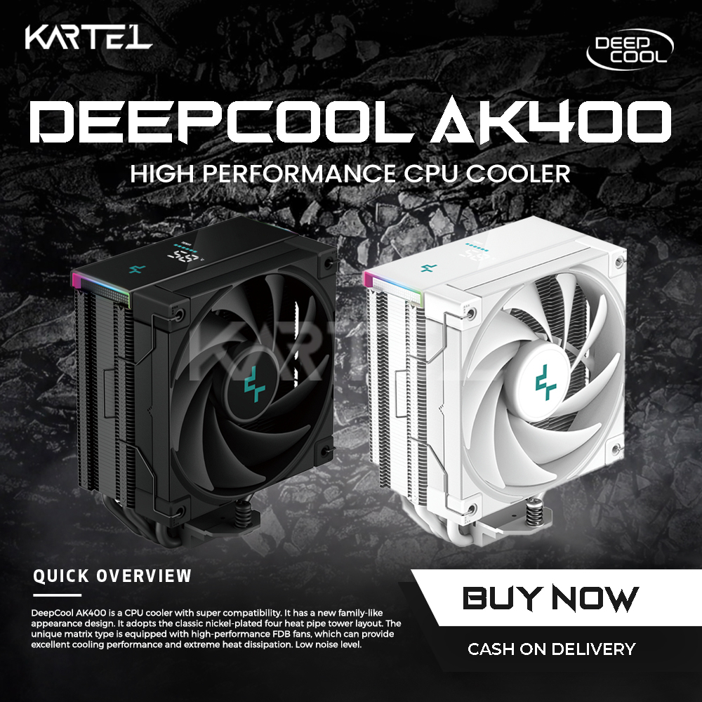 DeepCool AK400 ZERO DARK PLUS Performance CPU Cooler, 4 Copper Heat Pipes,  120mm Fluid Dynamic Bearing PWM Fans, 220W TDP 