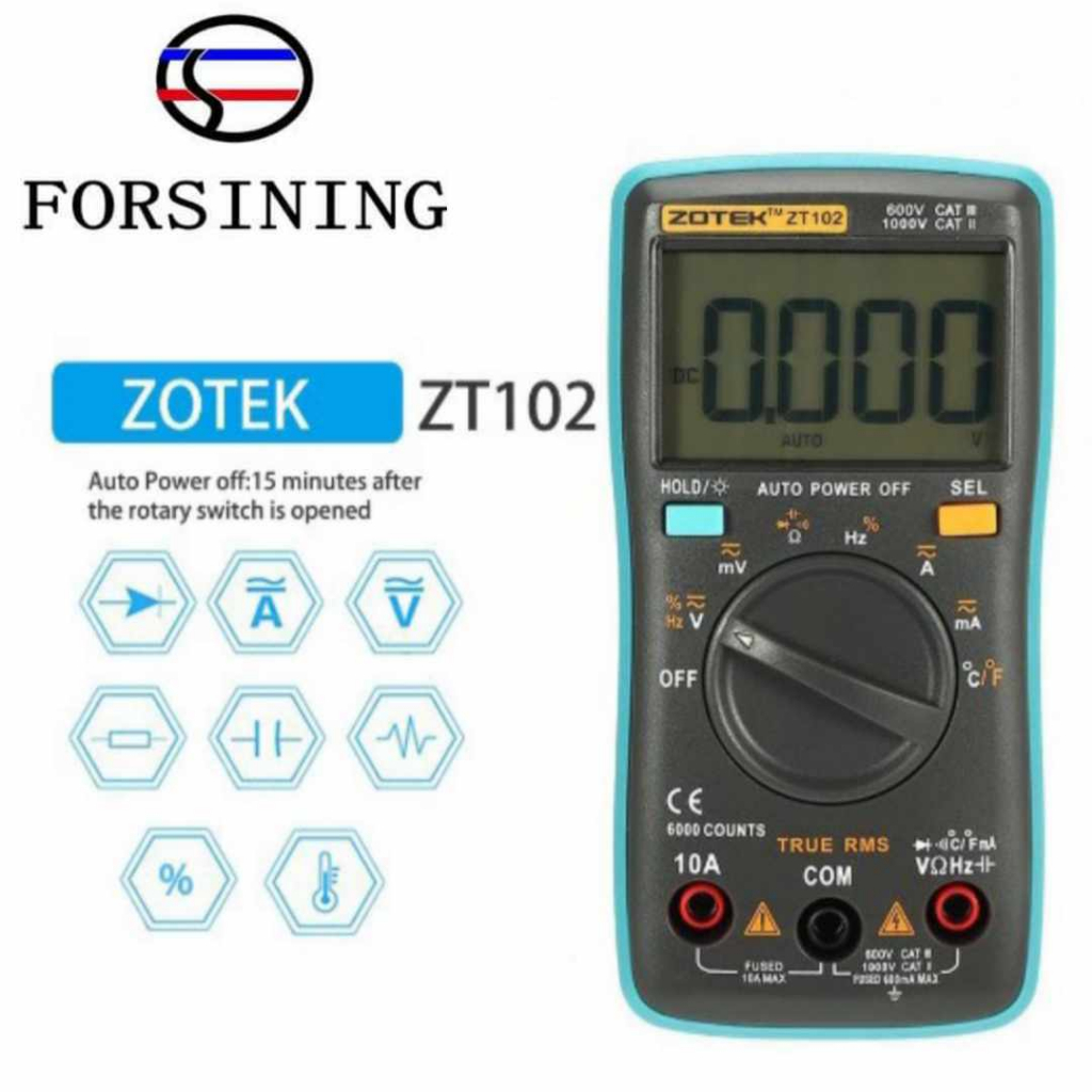 ZOTEK ZT102 Digital Multimeter,Portable 6000 Counts Auto Ranging Multi