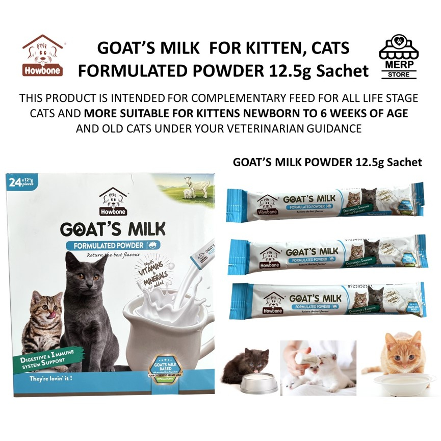 Kitten, Cat Powder Milk 12.5g Sachet, Howbone Goats Milk Powder