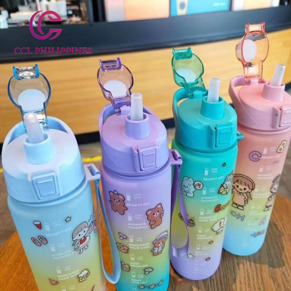 CCL PH 1Liter Water Bottle 1L Jumbo Pastel Sports Tumbler with Time ...