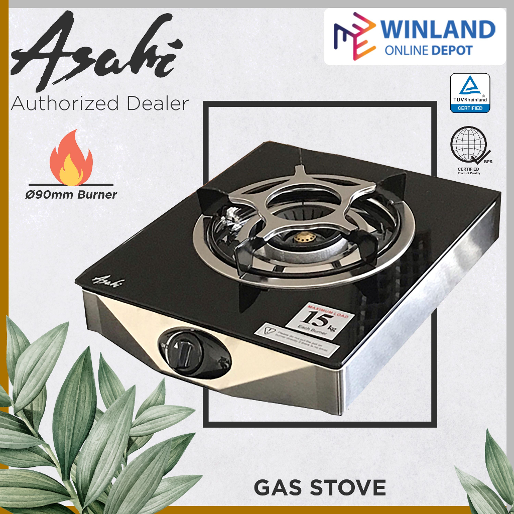 ASAHI by Winland Single Burner Gas Stove Glass Top 6mm thick tempered
