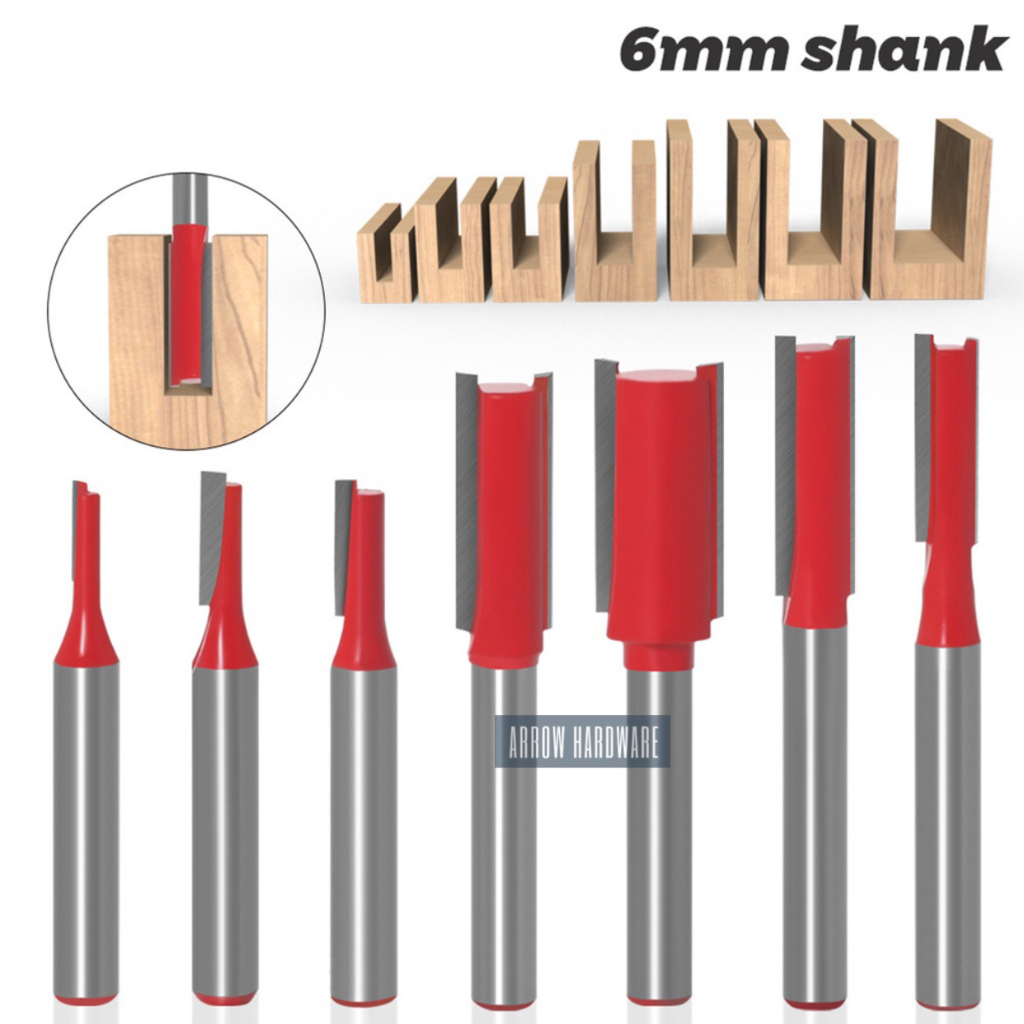 7PCS 1/4" Shank Straight Cut Router Bit Milling Flute Cutter Carbide