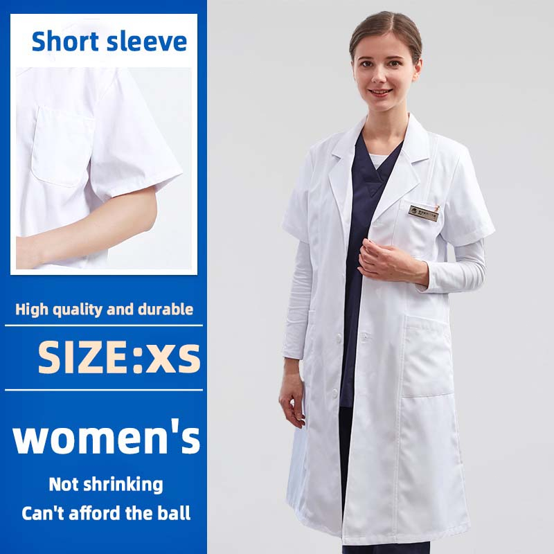 【Short Sleeve】 Lab Gown White Lab Coat Doctor Laboratory Gown White